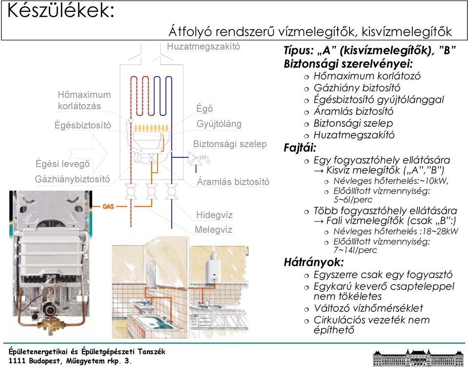 Huzatmegszakító Egy fogyasztóhely ellátására Kisvíz melegítők ( A, B ) Névleges hőterhelés:~10kw, Előállított vízmennyiség: 5~6l/perc Több fogyasztóhely ellátására Fali vízmelegítők (csak B :)