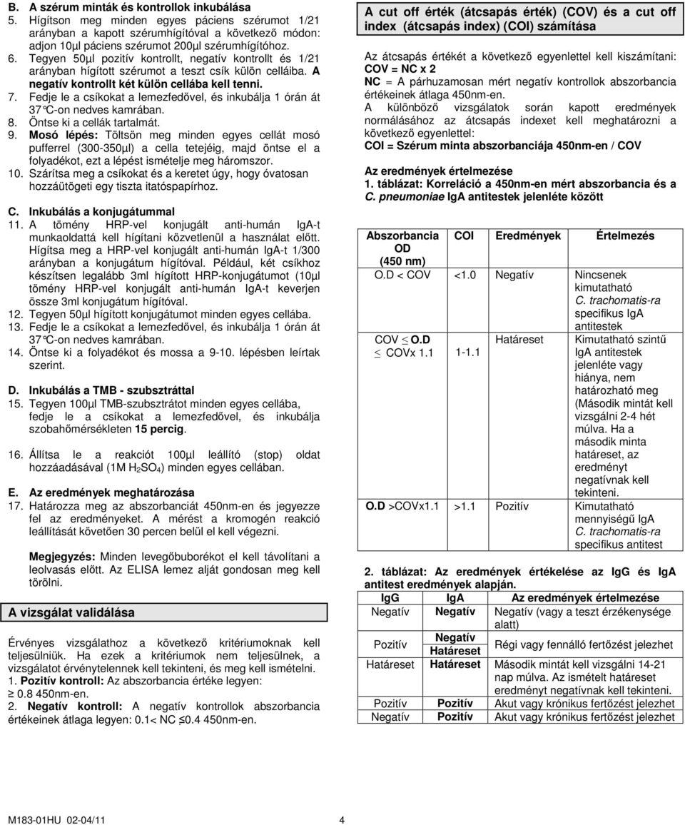 Fedje le a csíkokat a lemezfedővel, és inkubálja 1 órán át 37 C-on nedves kamrában. 8. Öntse ki a cellák tartalmát. 9.