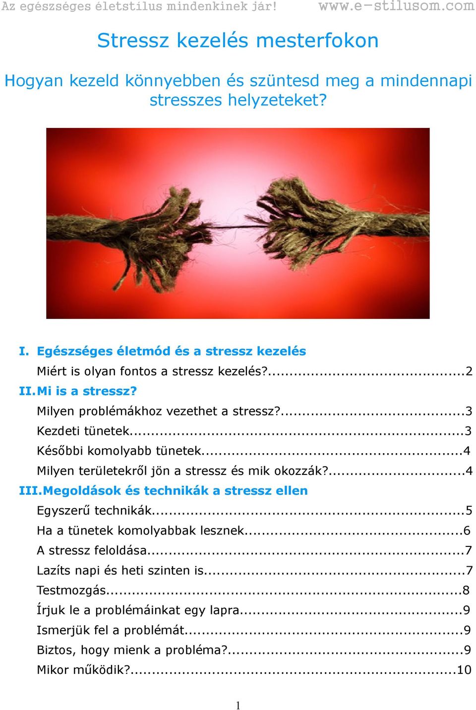 ..3 Későbbi komolyabb tünetek...4 Milyen területekről jön a stressz és mik okozzák?...4 III.Megoldások és technikák a stressz ellen Egyszerű technikák.