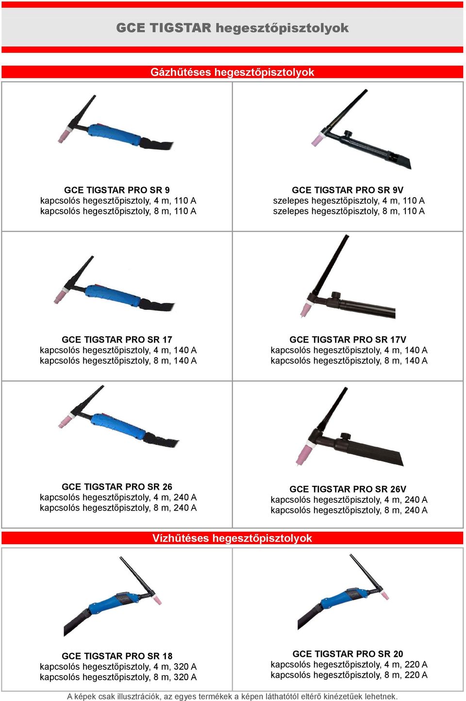 hegesztőpisztoly, 4 m, 140 A kapcsolós hegesztőpisztoly, 8 m, 140 A GCE TIGSTAR PRO SR 26 kapcsolós hegesztőpisztoly, 4 m, 240 A kapcsolós hegesztőpisztoly, 8 m, 240 A GCE TIGSTAR PRO SR 26V