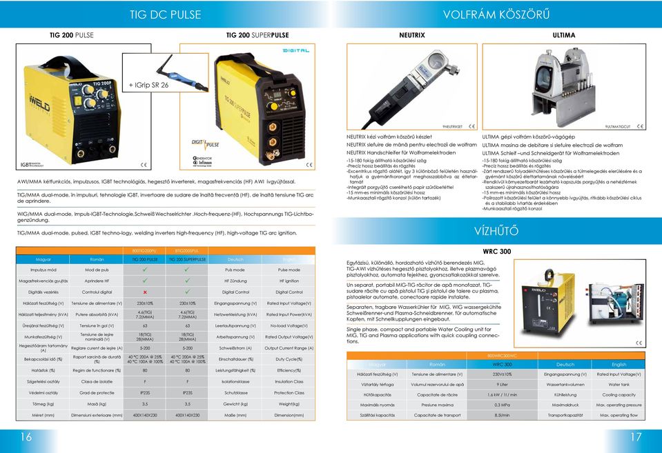 TIG/MMA dual-mode, în impulsuri, tehnologie IGBT, invertoare de sudare de înaltă frecvenţă (HF), de înaltă tensiune TIG arc de aprindere.