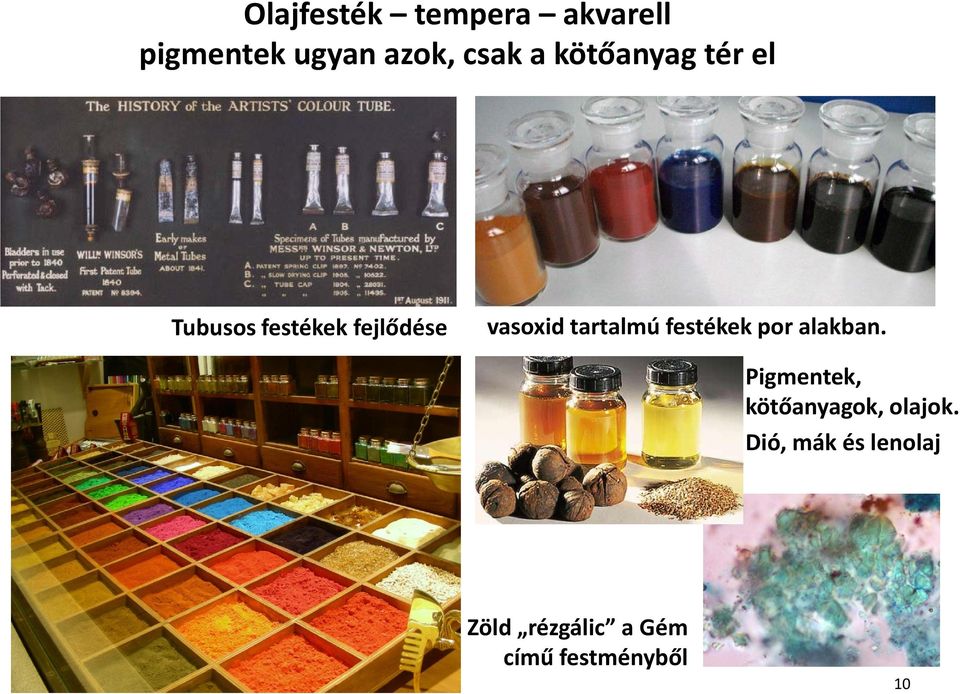 tartalmú festékek por alakban.