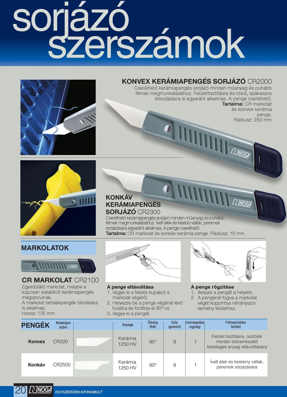 Rádiusz: 250 mm MARKOLATOK Konkáv kerámiapengés sorjázó CR2300 Cserélhető kerámiapengés sorjázó minden műanyag és puhább fémek megmunkálásához.