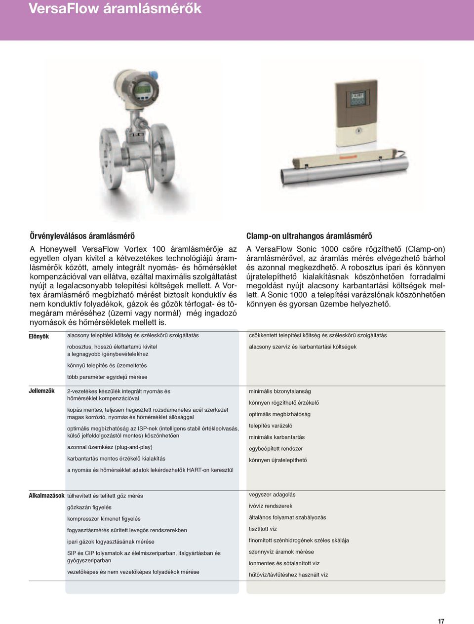 A Vortex áramlásmérő megbízható mérést biztosít konduktív és nem konduktív folyadékok, gázok és gőzök térfogat- és tömegáram méréséhez (üzemi vagy normál) még ingadozó nyomások és hőmérsékletek