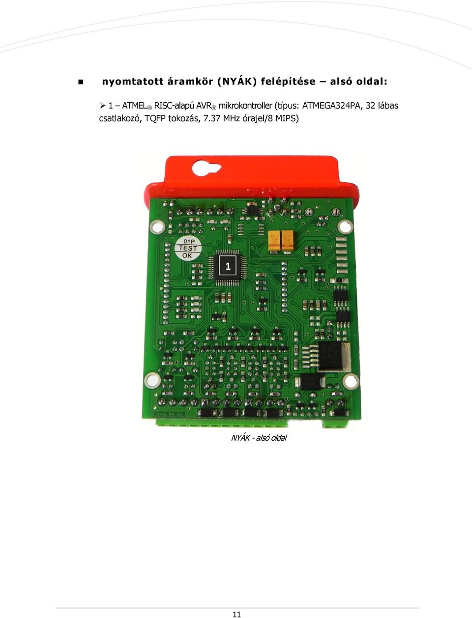 (típus: ATMEGA324PA, 32 lábas csatlakozó, TQFP