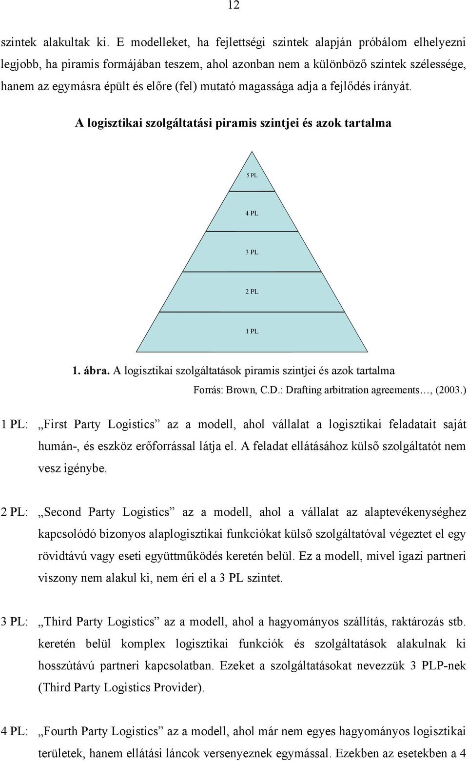 magassága adja a fejlődés irányát. A logisztikai szolgáltatási piramis szintjei és azok tartalma 5PL 4 PL 3 PL 2 PL 1 PL 1. ábra.