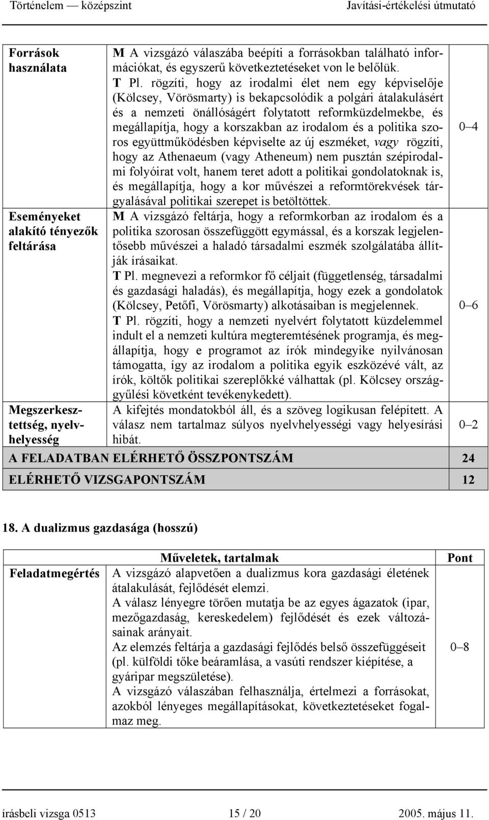 rögzíti, hogy az irodalmi élet nem egy képviselője (Kölcsey, Vörösmarty) is bekapcsolódik a polgári átalakulásért és a nemzeti önállóságért folytatott reformküzdelmekbe, és megállapítja, hogy a