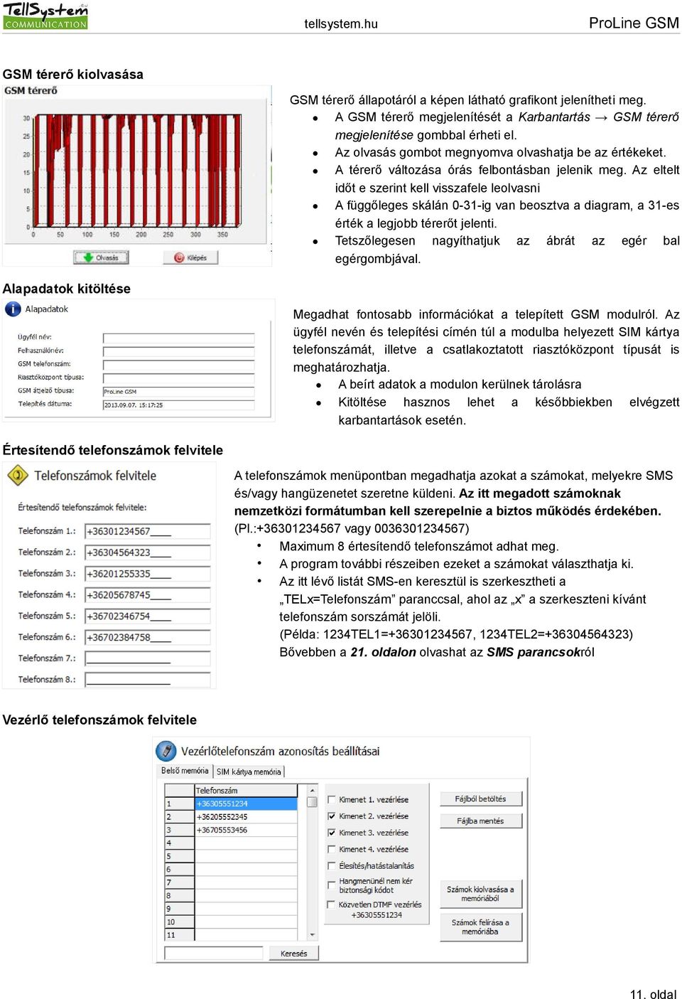 Az eltelt időt e szerint kell visszafele leolvasni A függőleges skálán 0-31-ig van beosztva a diagram, a 31-es érték a legjobb térerőt jelenti.