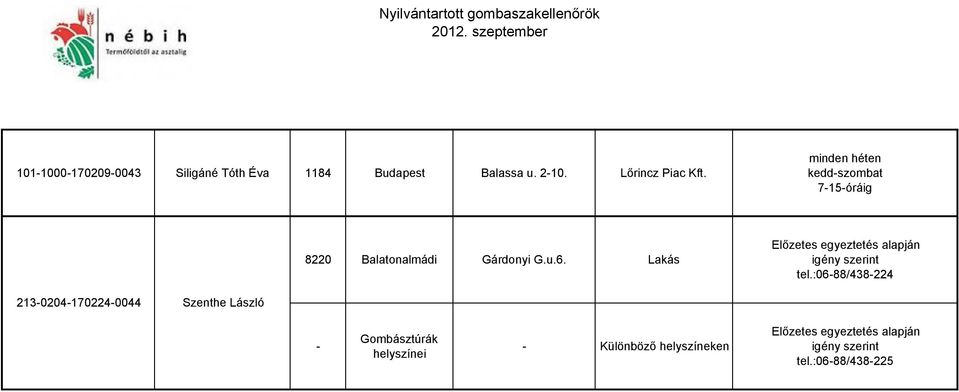 Lakás Előzetes egyeztetés alapján igény szerint tel.