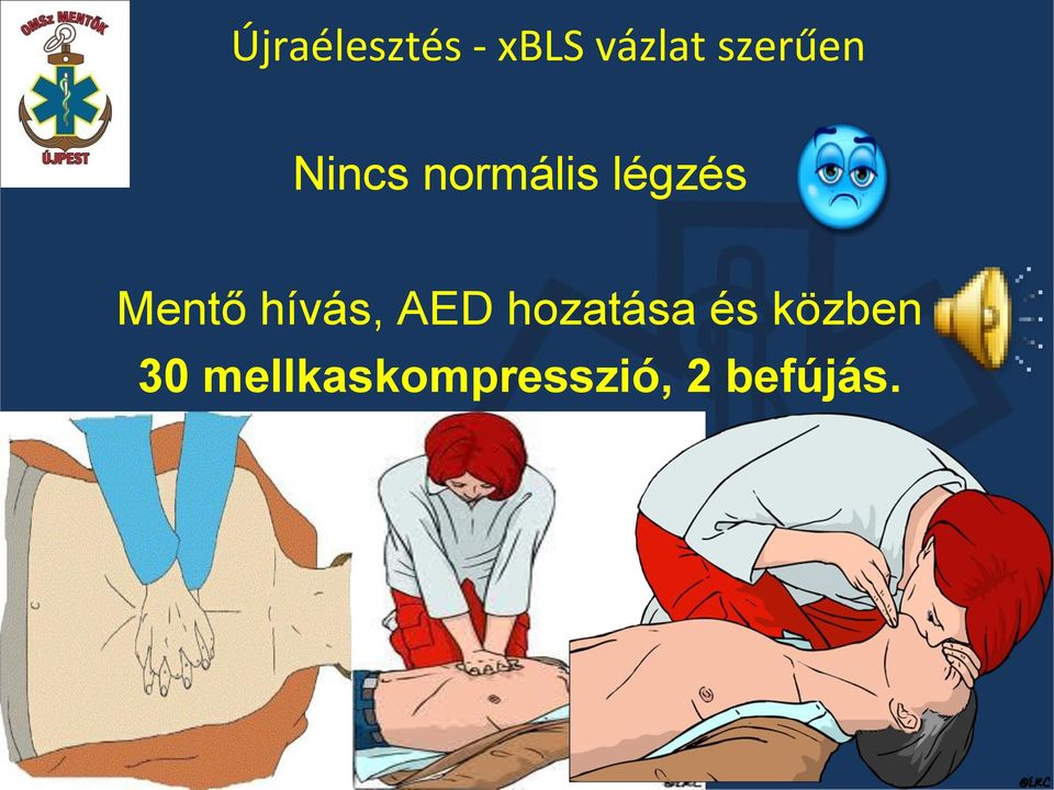 Mentő hívás, AED hozatása és