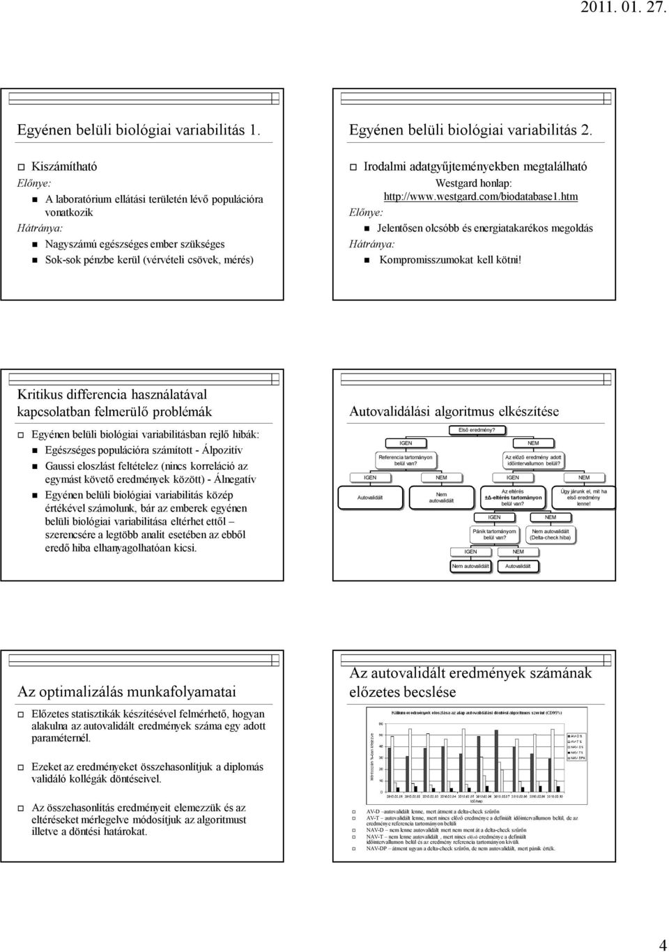 biológiai variabilitás 2. Irodalmi adatgyűjteményekben megtalálható Westgard honlap: http://www.westgard.com/biodatabase1.