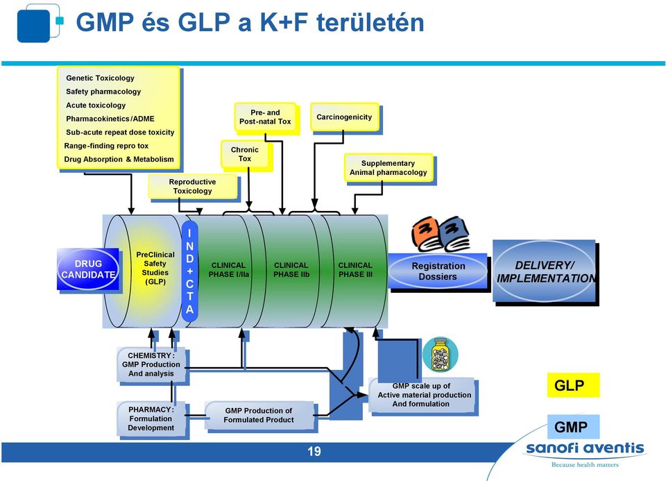 PreClinical Safety Studies (GLP) I N D + C T A CLINICAL PHASE I/IIa CLINICAL PHASE IIb CLINICAL PHASE III Registration Dossiers DELIVERY / IMPLEMENTATION