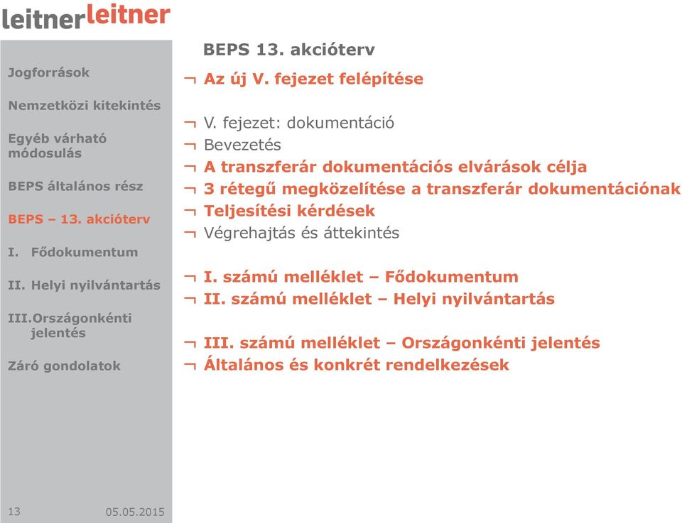 megközelítése a transzferár dokumentációnak Teljesítési kérdések Végrehajtás és áttekintés I.