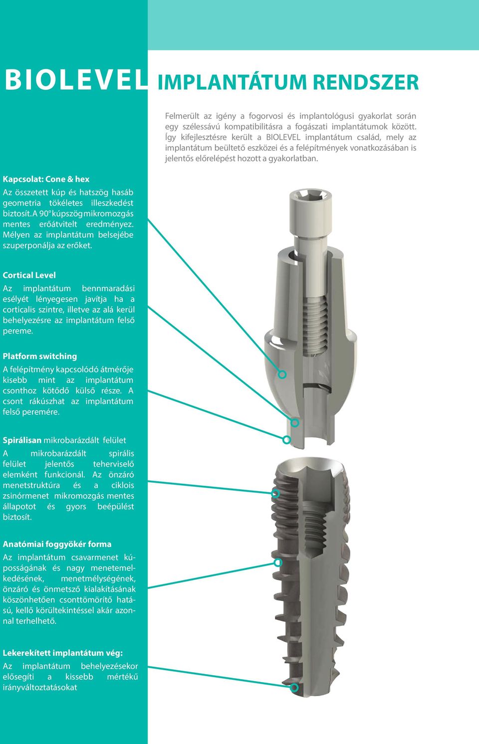 Így kifejlesztésre került a BIOLEVEL implantátum család, mely az implantátum beültető eszközei és a felépítmények vonatkozásában is jelentős előrelépést hozott a gyakorlatban.