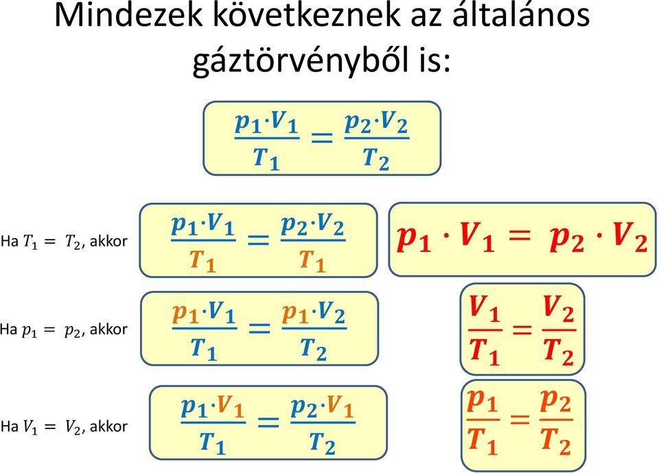 = p 2 V 2 Ha p 1 = p 2, akkor p 1 V 1 = p 1 V 2 V 1 =