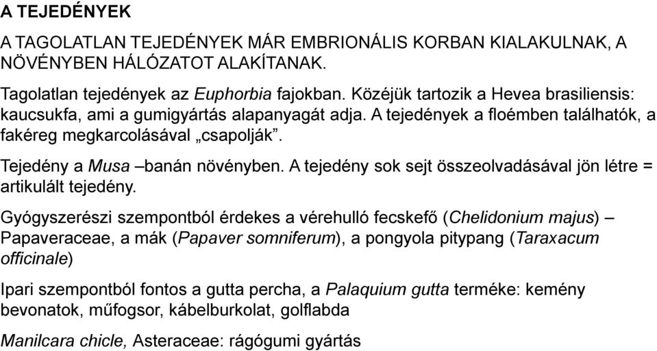 Tejedény a Musa banán növényben. A tejedény sok sejt összeolvadásával jön létre = artikulált tejedény.