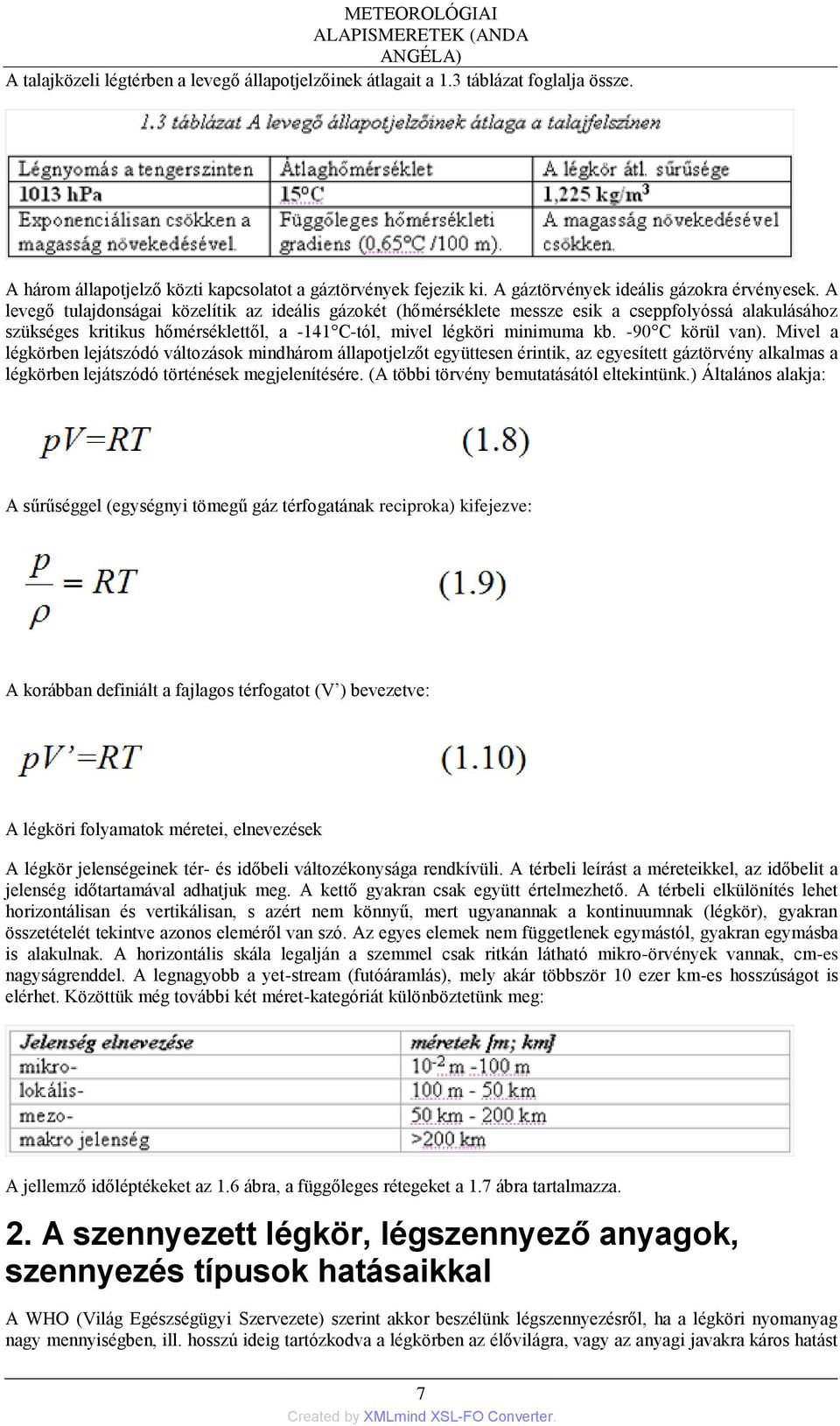 A levegő tulajdonságai közelítik az ideális gázokét (hőmérséklete messze esik a cseppfolyóssá alakulásához szükséges kritikus hőmérséklettől, a -141 C-tól, mivel légköri minimuma kb. -90 C körül van).