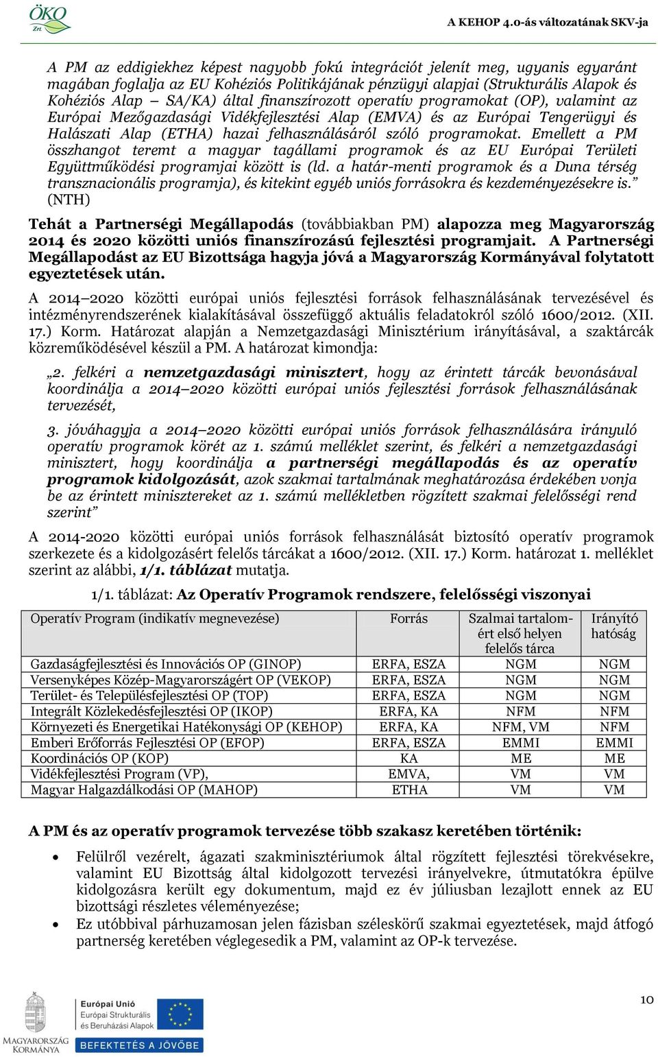 Emellett a PM összhangot teremt a magyar tagállami programok és az EU Európai Területi Együttműködési programjai között is (ld.