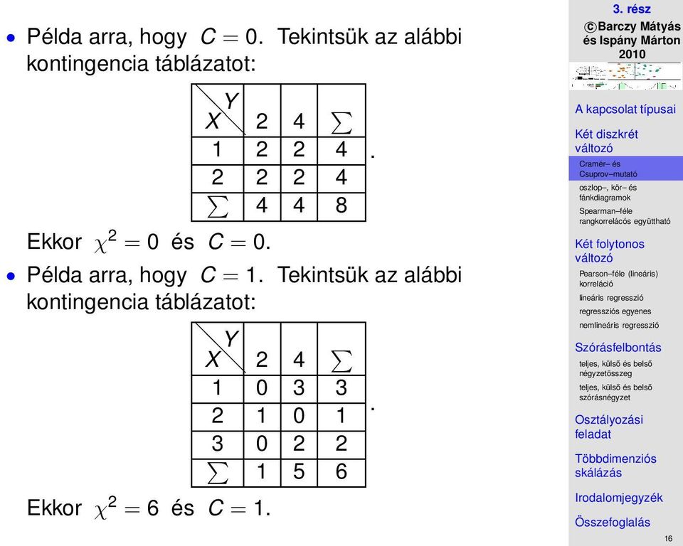 = 0. Y X 2 4 1 2 2 4. 2 2 2 4 4 4 8 Példa arra, hogy C = 1.