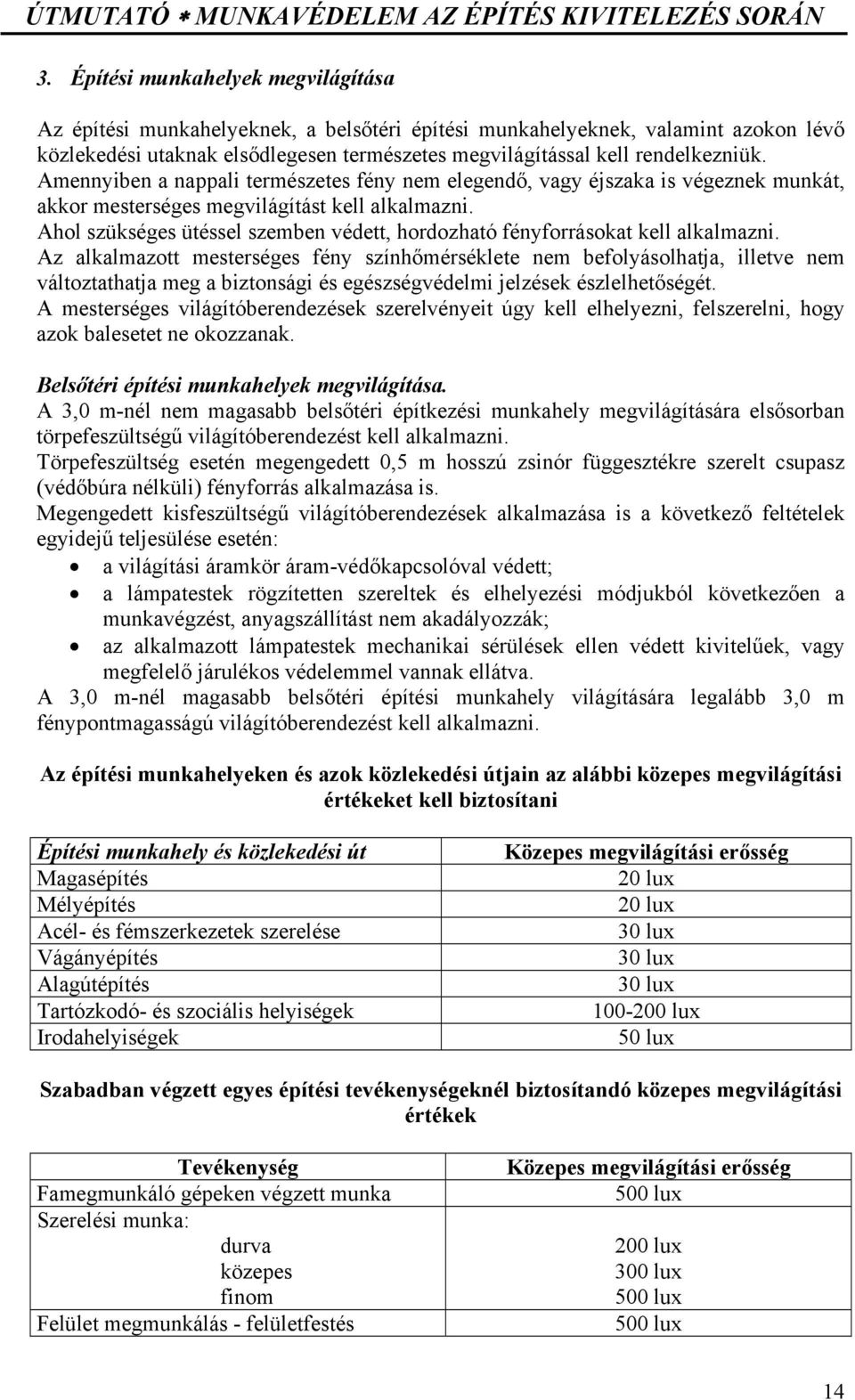 Ahol szükséges ütéssel szemben védett, hordozható fényforrásokat kell alkalmazni.