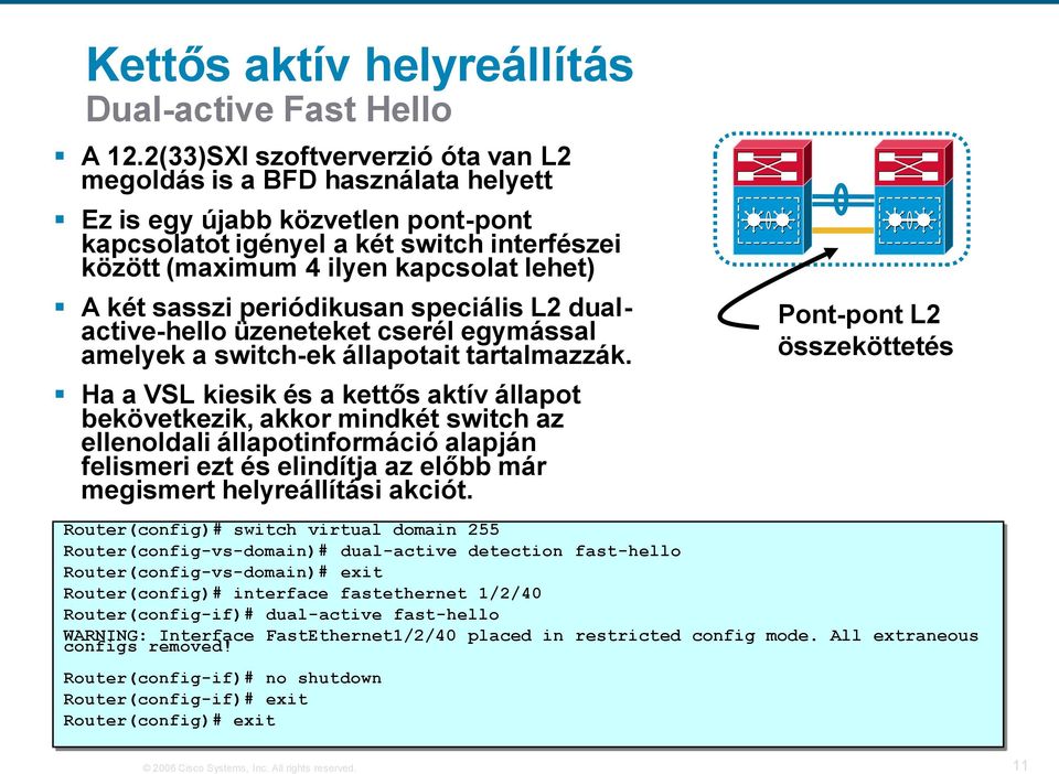 sasszi periódikusan speciális L2 dualactive-hello üzeneteket cserél egymással amelyek a switch-ek állapotait tartalmazzák.