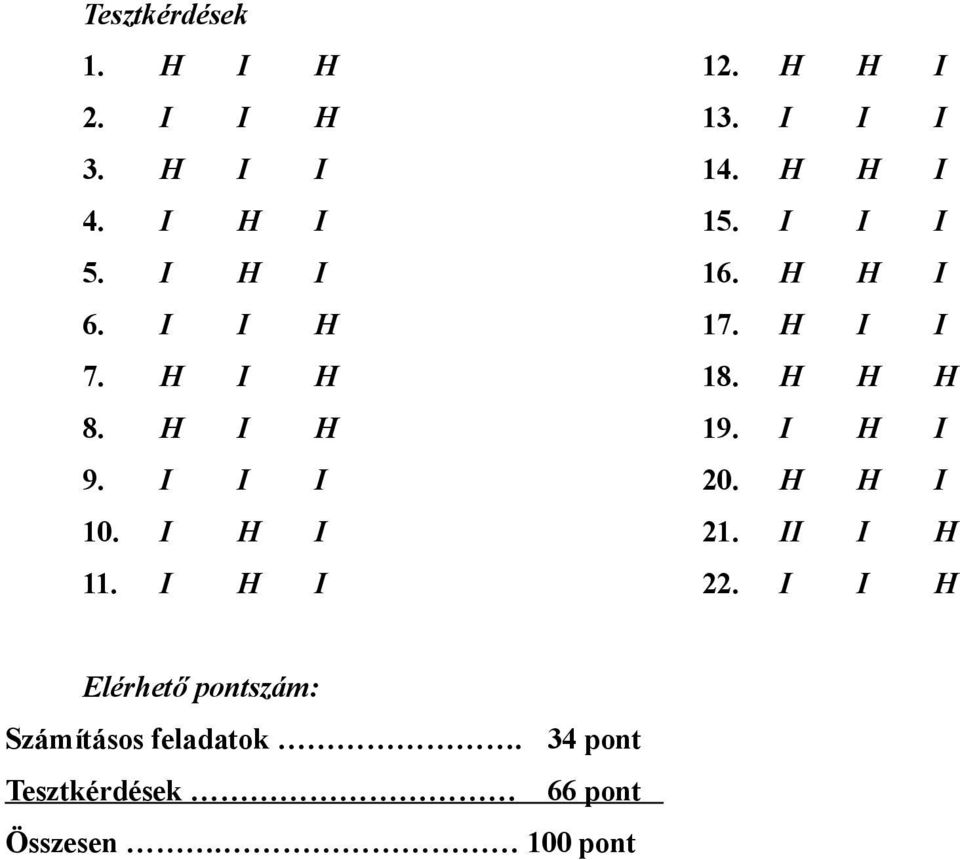 22. Elérhető pontszám: Számításos feladatok.