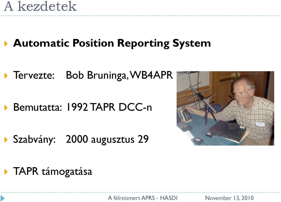 Bruninga, WB4APR Bemutatta: 1992