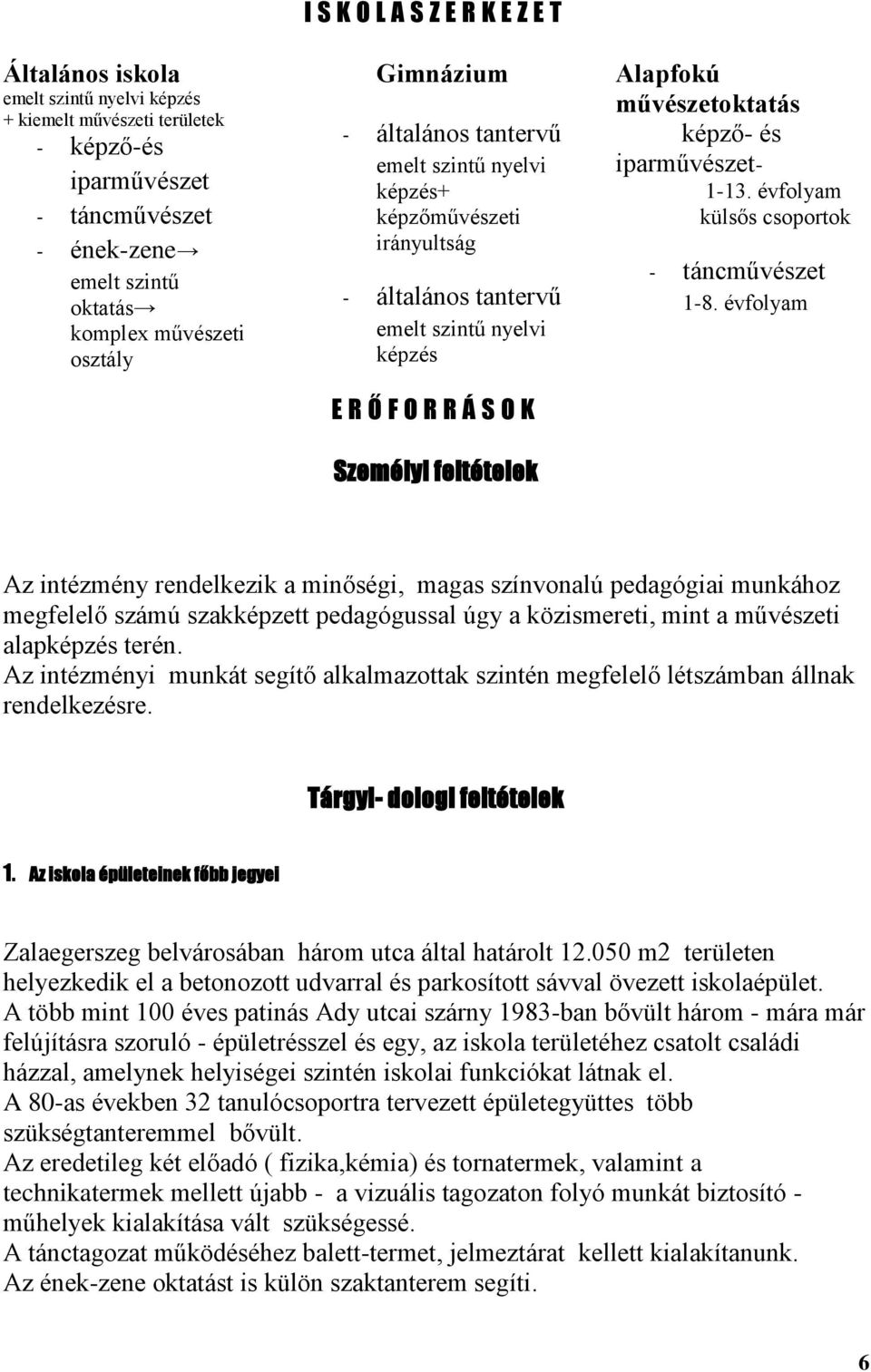 művészetoktatás képző- és iparművészet- 1-13. évfolyam külsős csoportok - táncművészet 1-8.