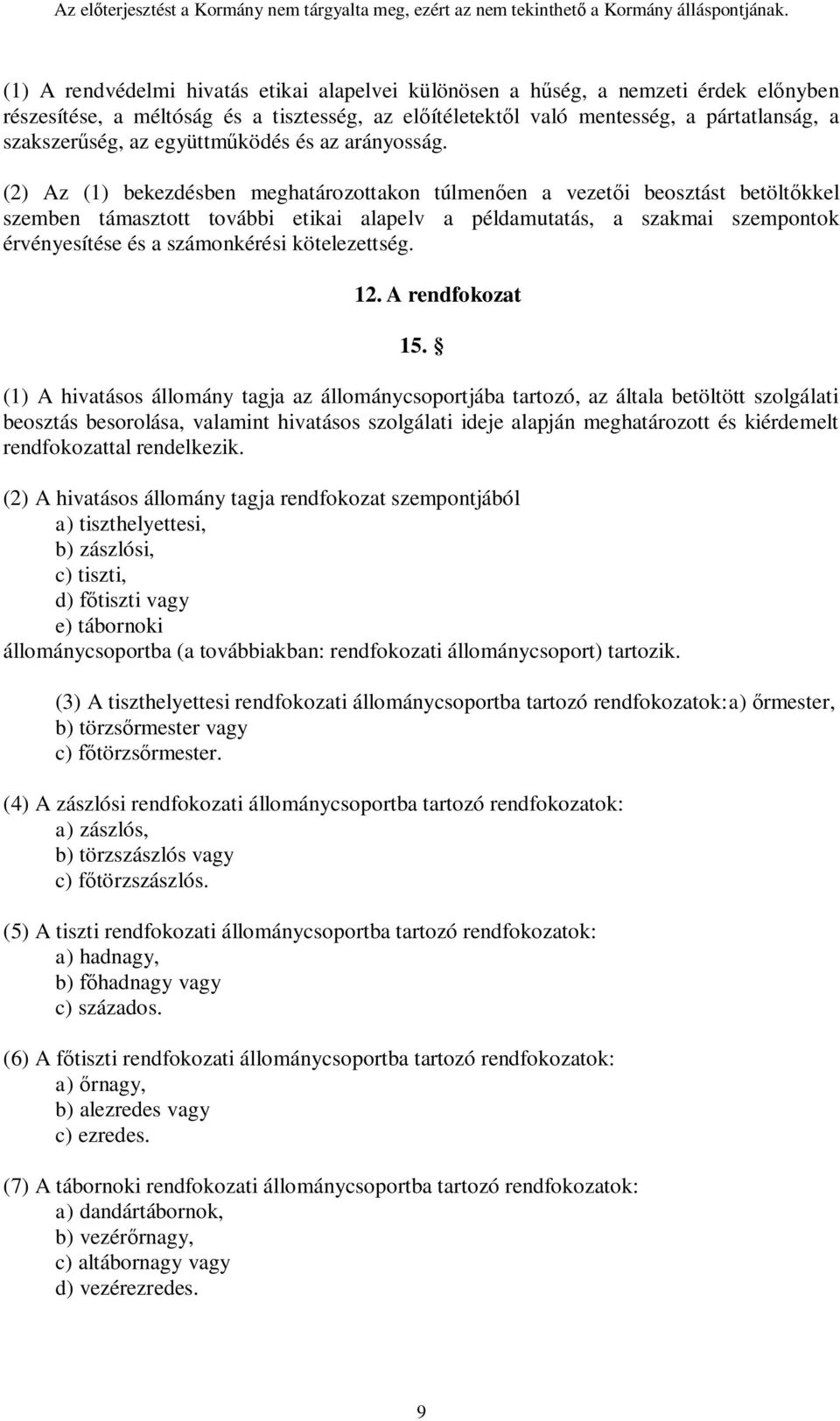 (2) Az (1) bekezdésben meghatározottakon túlmenően a vezetői beosztást betöltőkkel szemben támasztott további etikai alapelv a példamutatás, a szakmai szempontok érvényesítése és a számonkérési