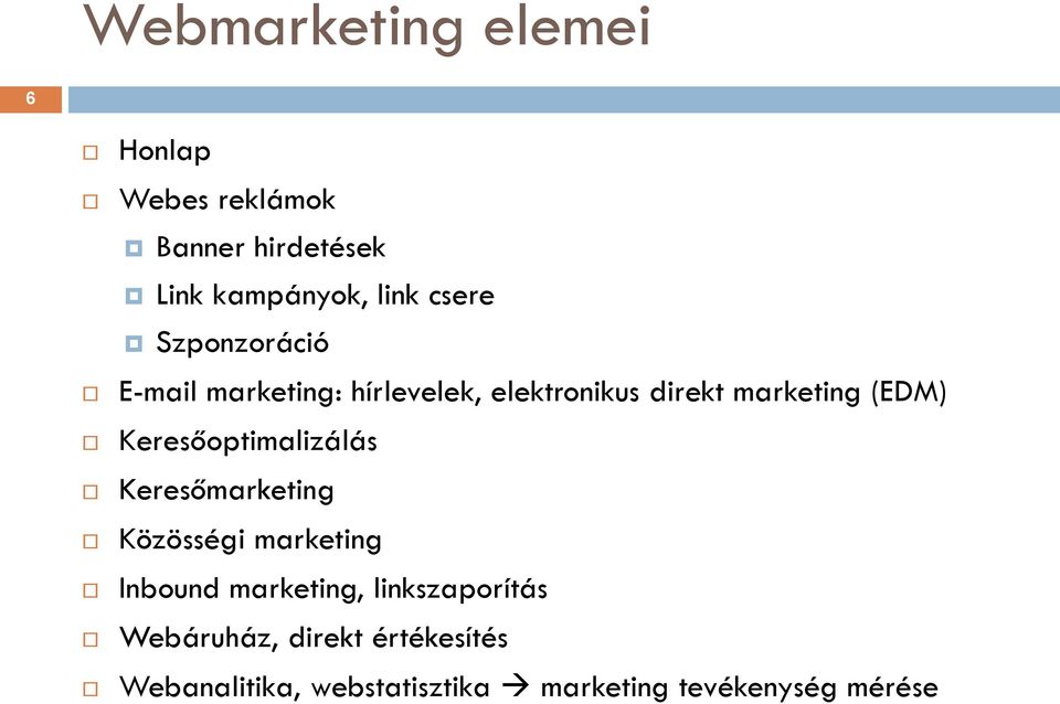 Keresőoptimalizálás Keresőmarketing Közösségi marketing Inbound marketing,