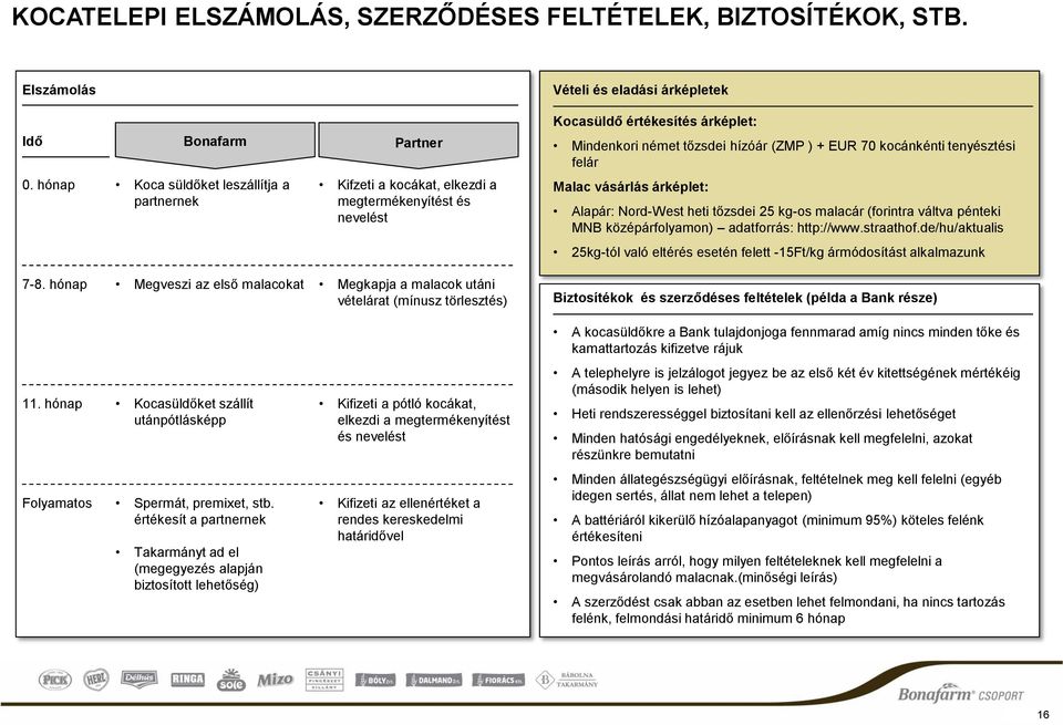 hónap Koca süldőket leszállítja a partnernek Kifzeti a kocákat, elkezdi a megtermékenyítést és nevelést Malac vásárlás árképlet: Alapár: Nord-West heti tőzsdei 25 kg-os malacár (forintra váltva