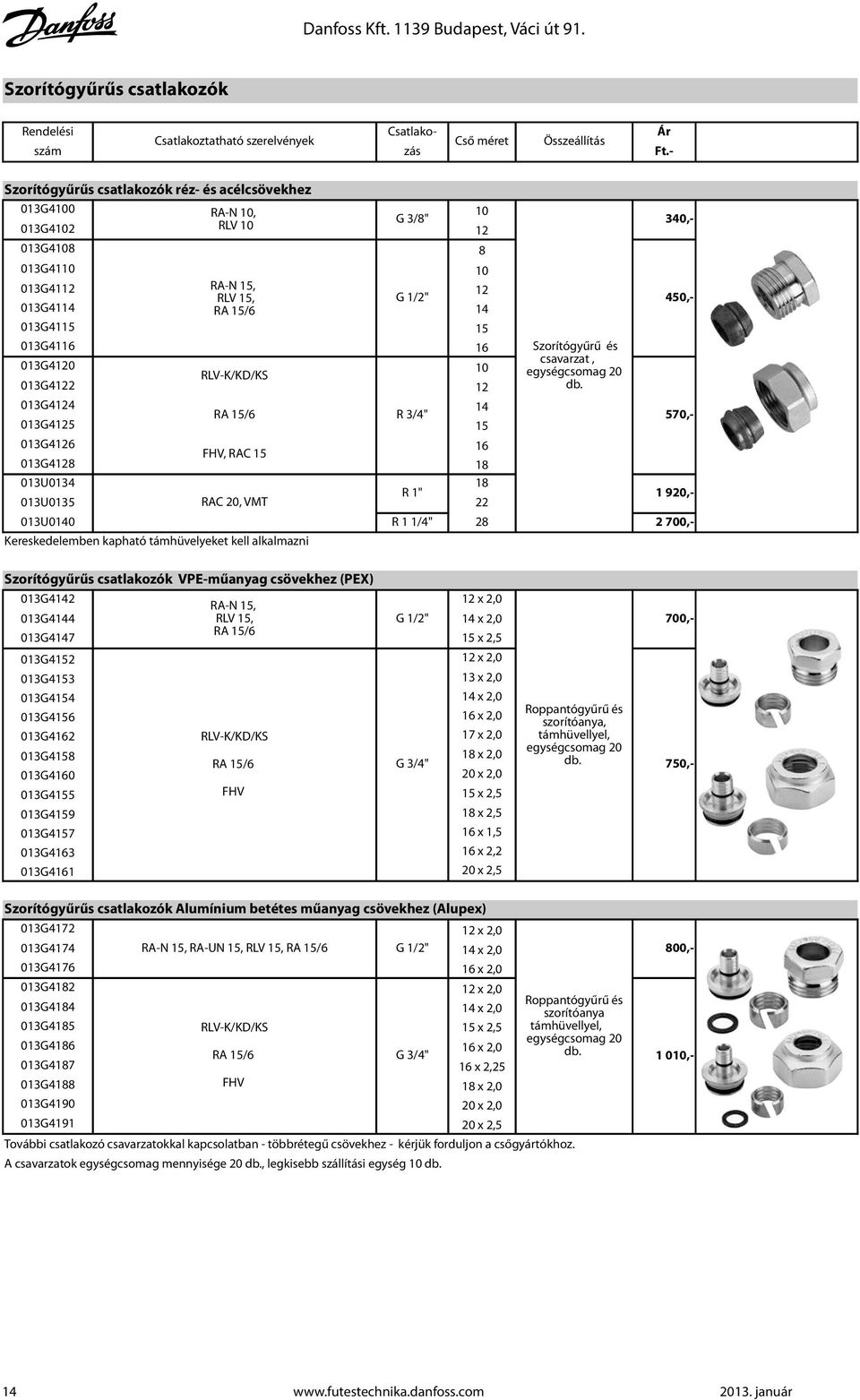 013G4108 8 013G4110 10 013G4112 RA-N 15, 12 RLV 15, G 1/2" 013G4114 RA 15/6 14 013G4115 15 013G4116 16 013G4120 10 RLV-K/KD/KS 013G4122 12 013G4124 14 RA 15/6 R 3/4" 013G4125 15 013G4126 16 FHV, RAC