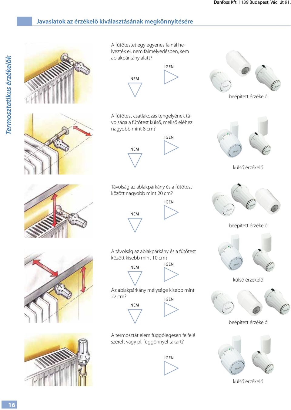 NEM IGEN A fűtőtest csatlakozás tengelyének távolsága a fűtőtest külső, mellső éléhez nagyobb mint 8 cm?