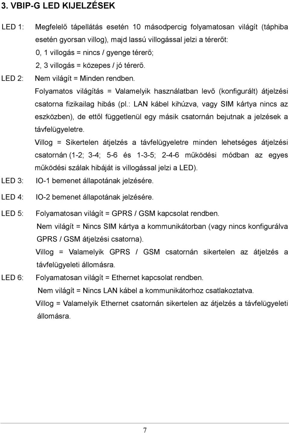 Folyamatos világítás = Valamelyik használatban levő (konfigurált) átjelzési csatorna fizikailag hibás (pl.