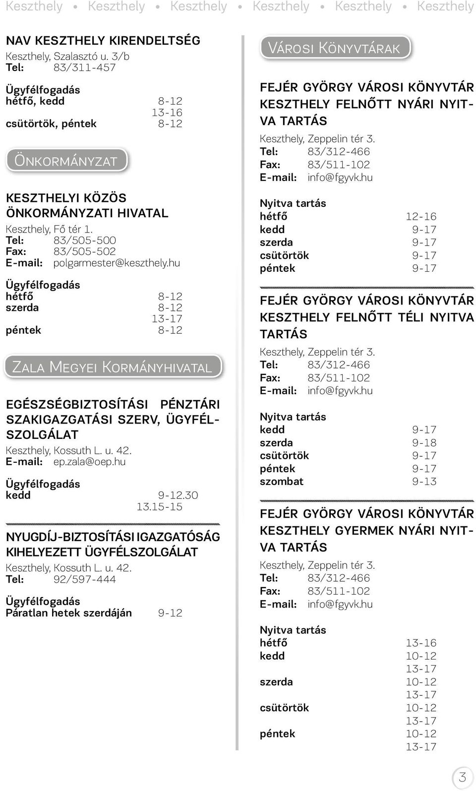 Tel: 83/505-500 Fax: 83/505-502 E-mail: polgarmester@keszthely.