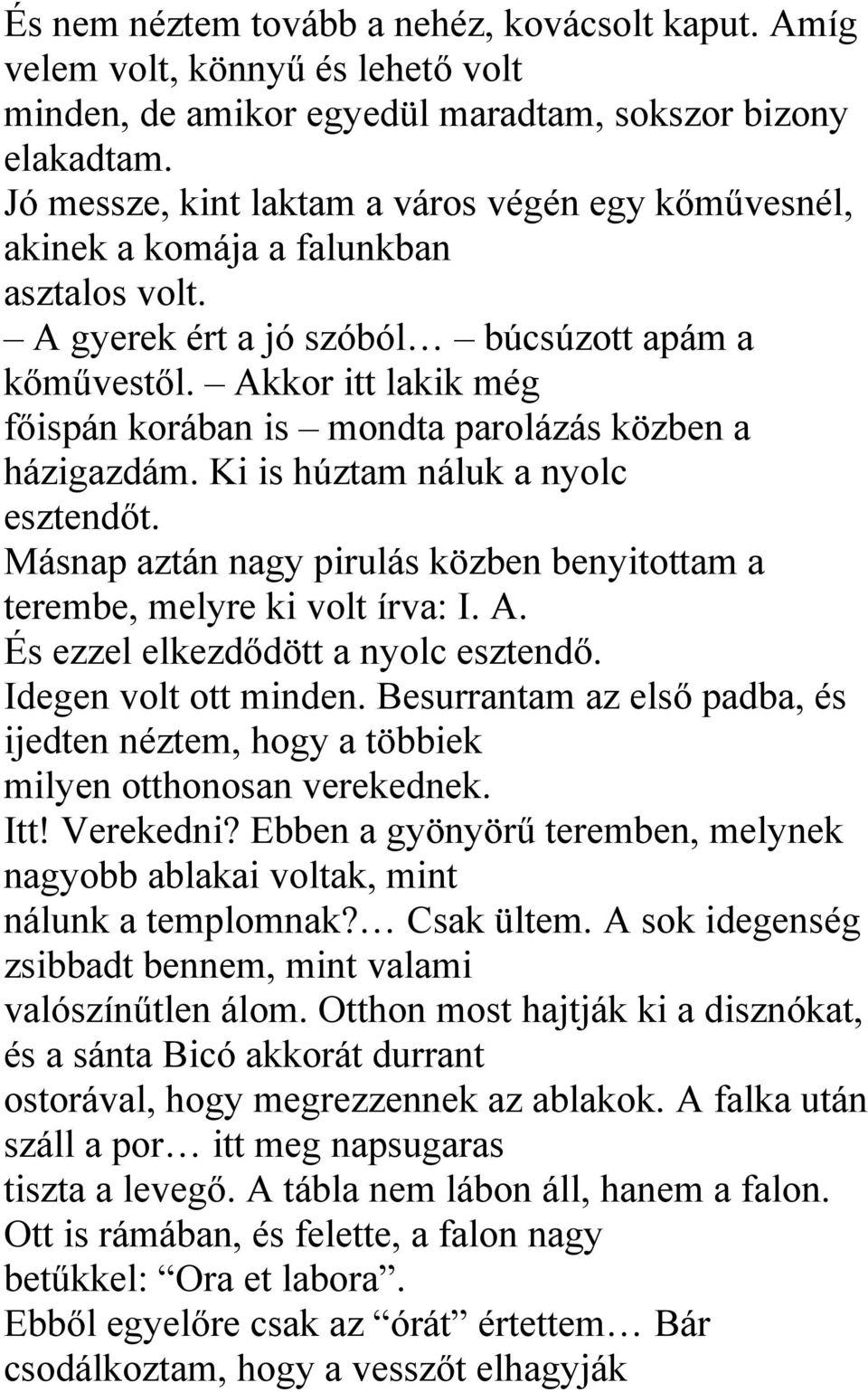 Akkor itt lakik még főispán korában is mondta parolázás közben a házigazdám. Ki is húztam náluk a nyolc esztendőt. Másnap aztán nagy pirulás közben benyitottam a terembe, melyre ki volt írva: I. A.