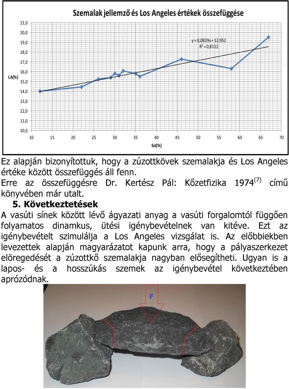 Következtetések A vasúti sínek között lévő ágyazati anyag a vasúti forgalomtól függően folyamatos dinamkus, ütési igénybevételnek van kitéve.