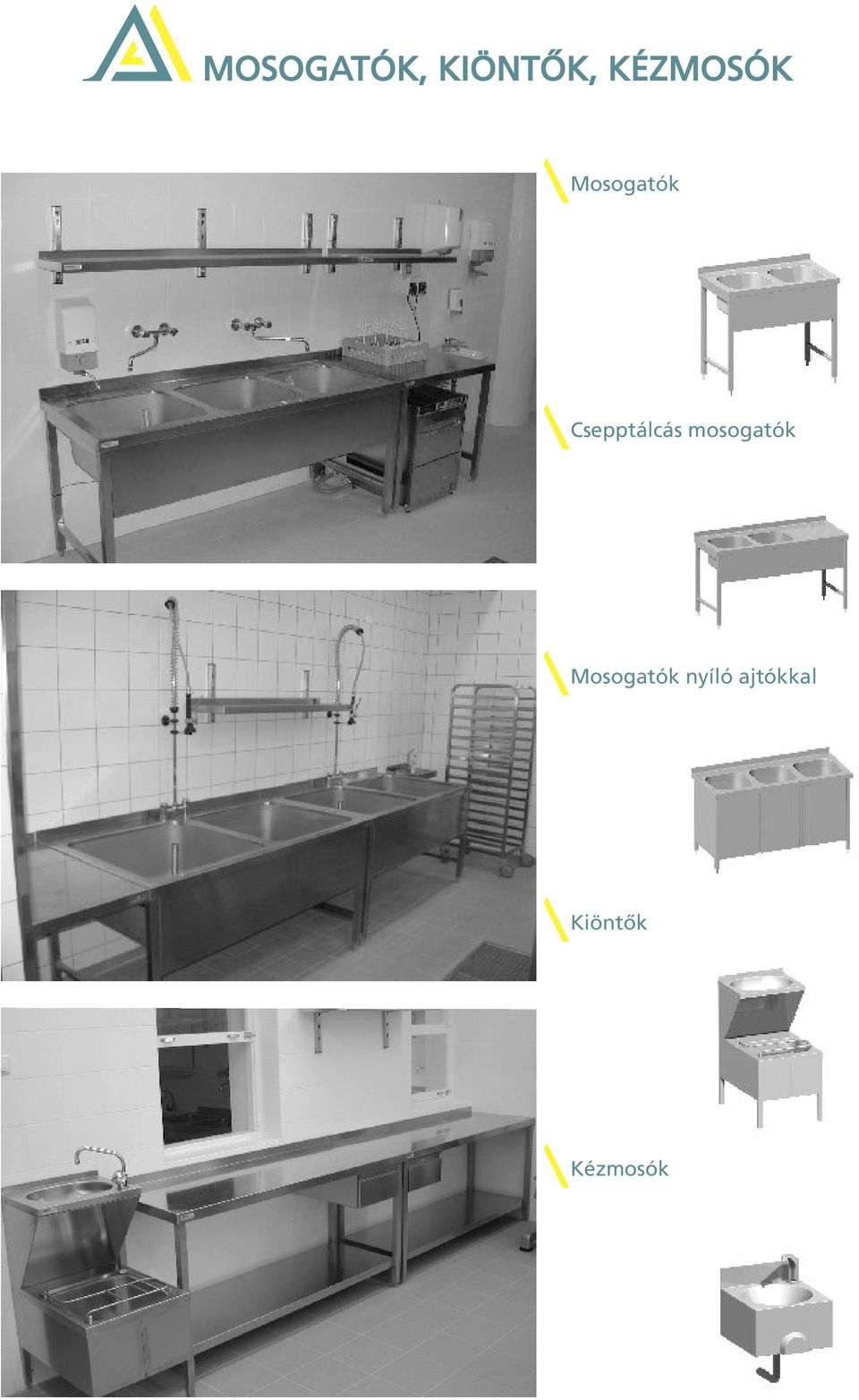 Csepptálcás mosogatók