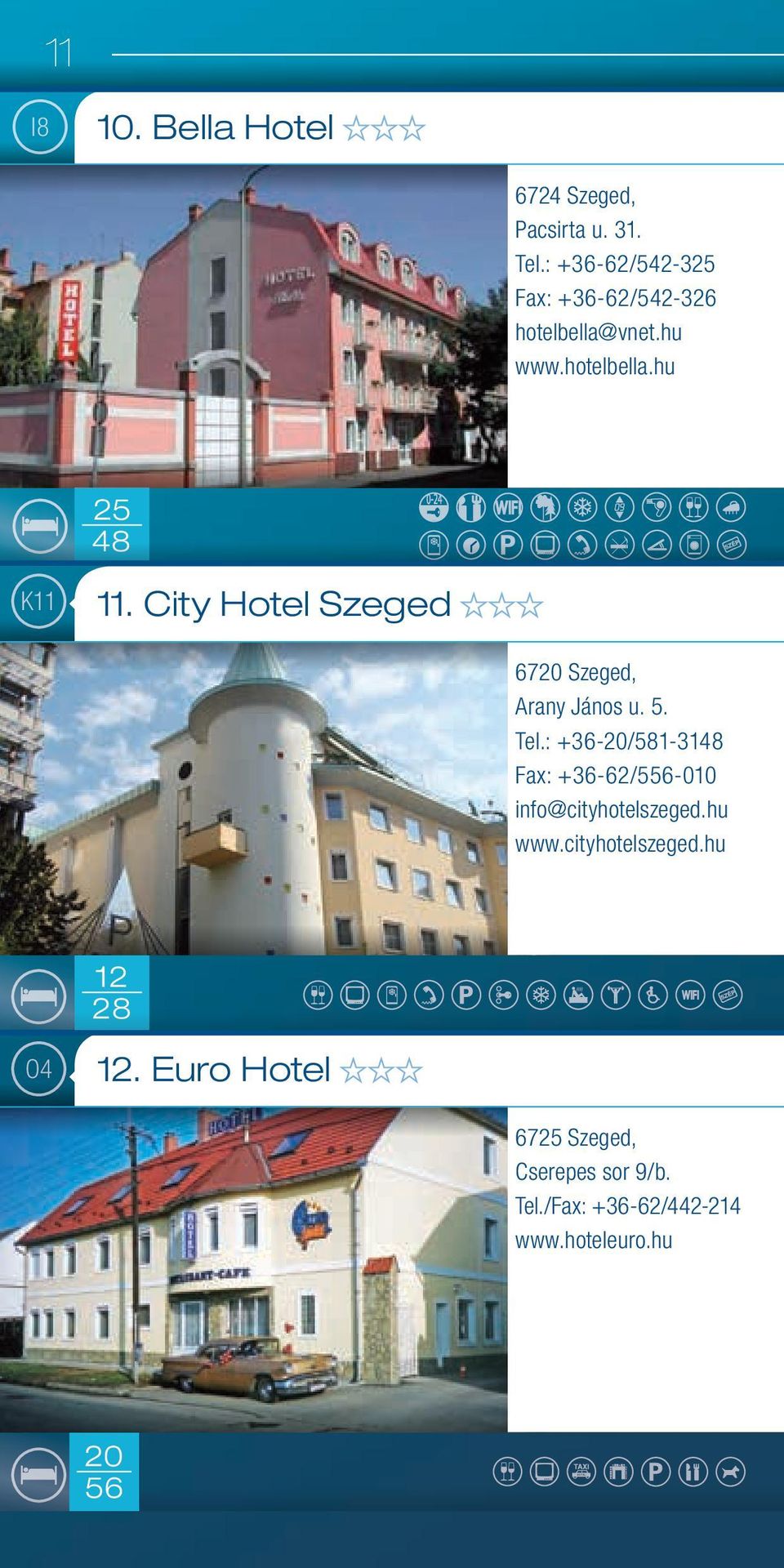 City Hotel Szeged 6720 Szeged, Arany János u. 5. Tel.