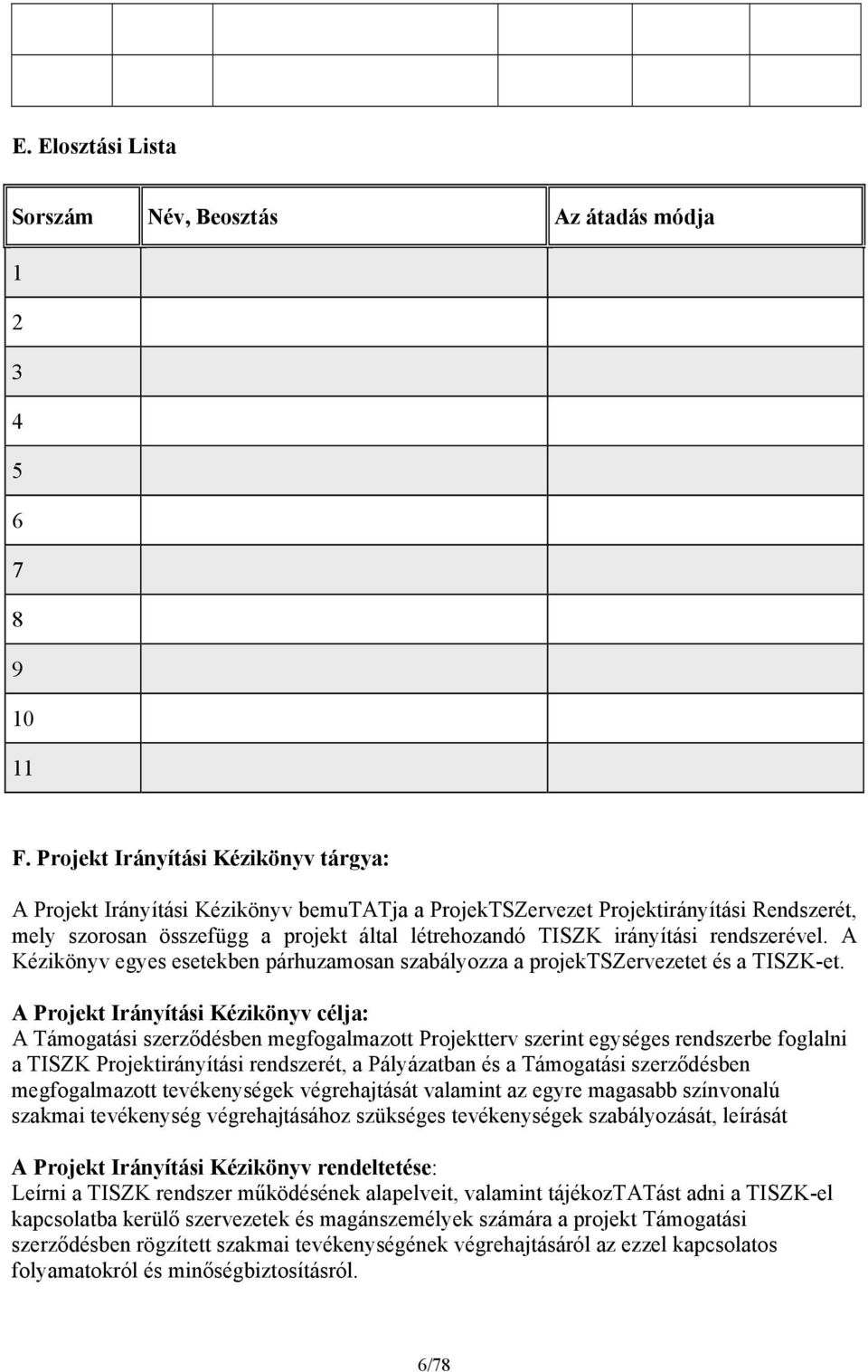 rendszerével. A Kézikönyv egyes esetekben párhuzamosan szabályozza a projektszervezetet és a TISZK-et.