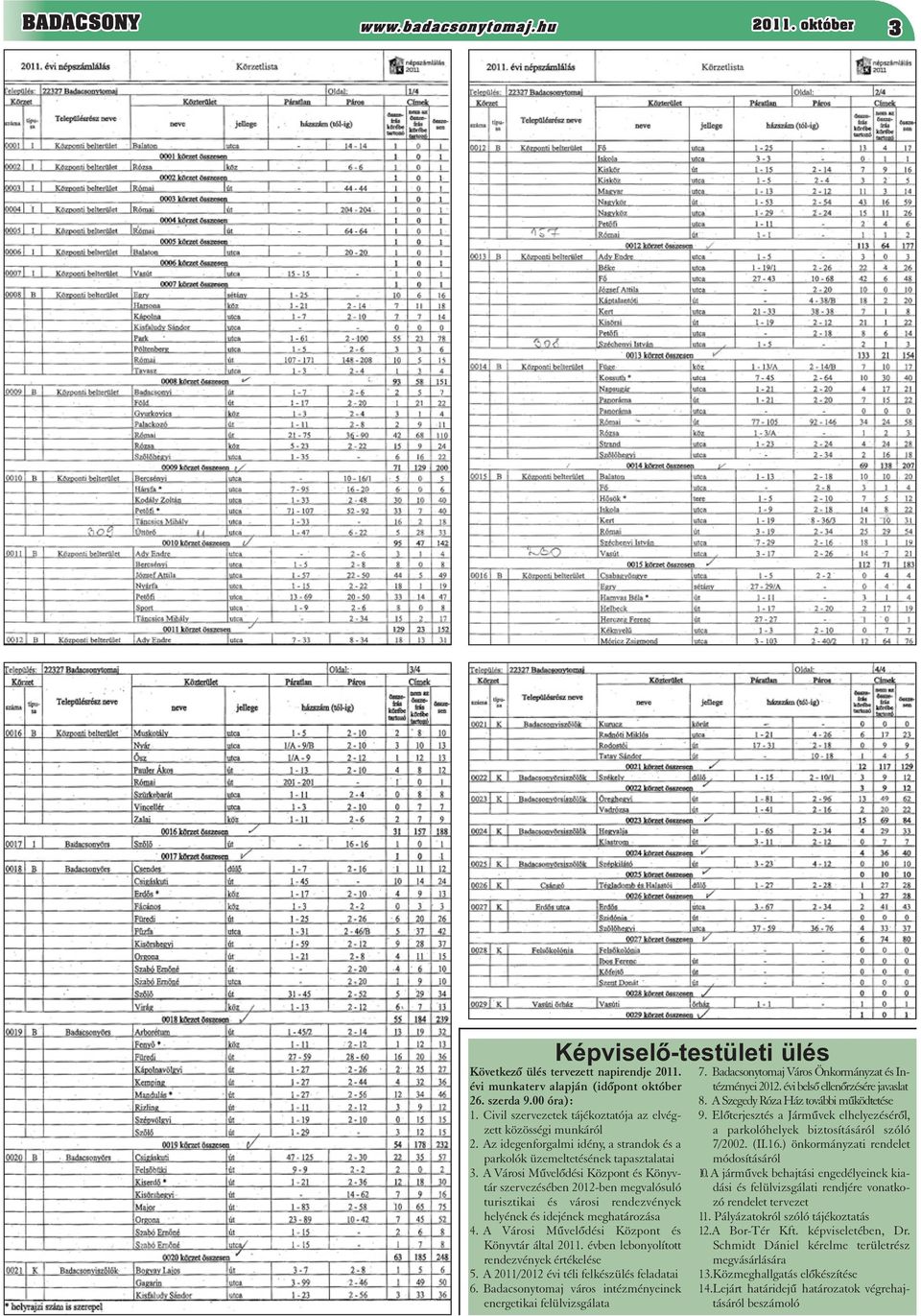 A Városi Művelődési Központ és Könyvtár szervezésében 2012-ben megvalósuló turisztikai és városi rendezvények helyének és idejének meghatározása 4. A Városi Művelődési Központ és Könyvtár által 2011.