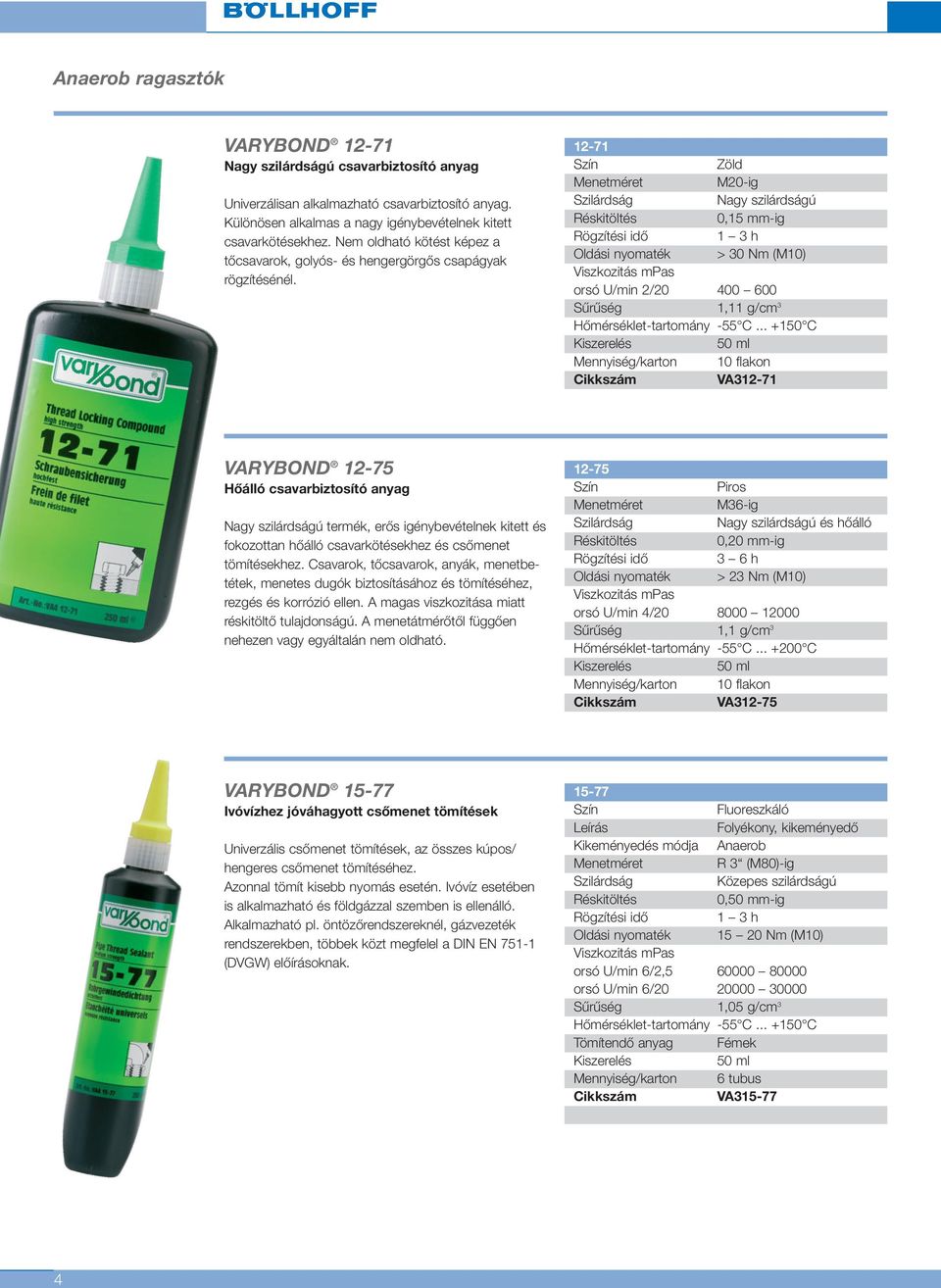 12-71 Zöld Menetméret M20-ig Szilárdság Nagy szilárdságú Réskitöltés 0,15 mm-ig Rögzítési idő 1 3 h Oldási nyomaték > 30 Nm (M10) Viszkozitás mpas orsó U/min 2/20 400 600 Sűrűség 1,11 g/cm 3-55 C.