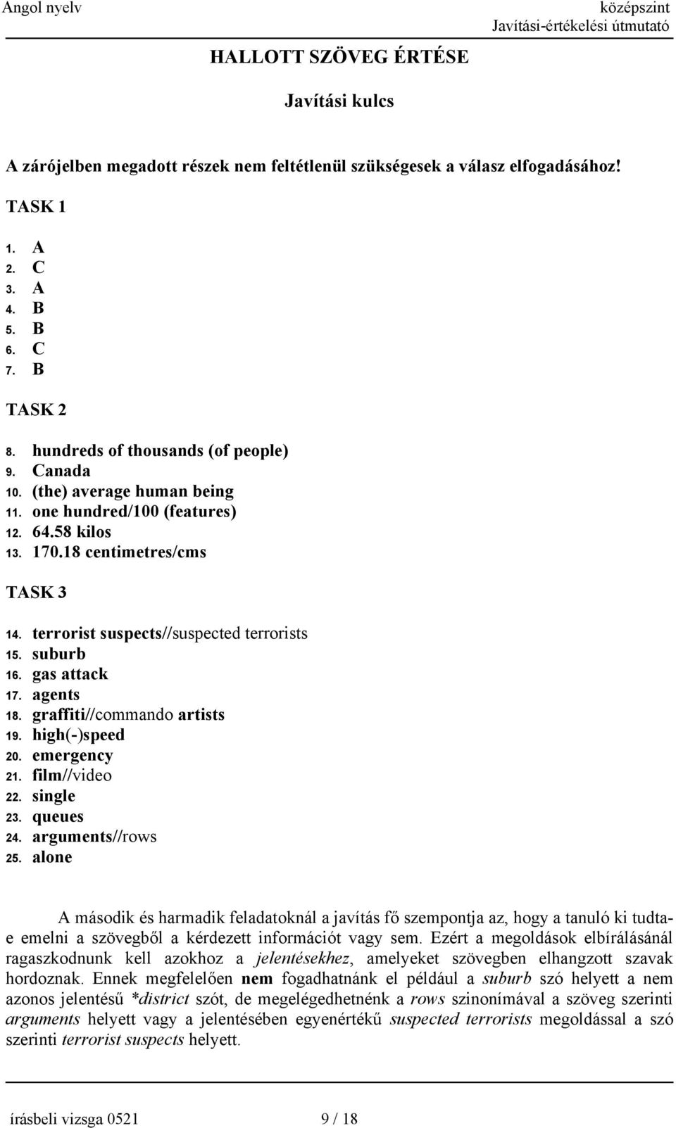 terrorist suspects//suspected terrorists 15. suburb 16. gas attack 17. agents 18. graffiti//commando artists 19. high(-)speed 20. emergency 21. film//video 22. single 23. queues 24.