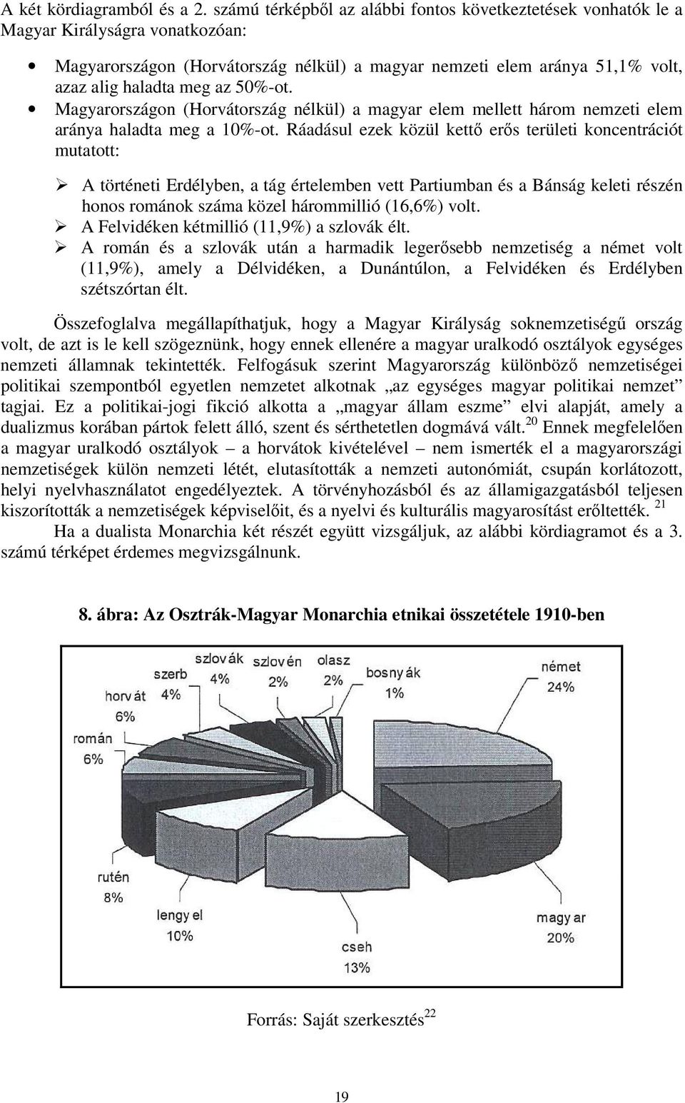 50%-ot. Magyarországon (Horvátország nélkül) a magyar elem mellett három nemzeti elem aránya haladta meg a 10%-ot.