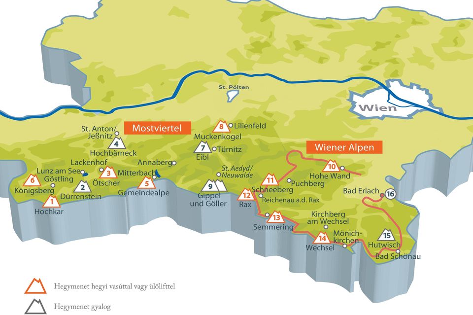 Dürrenstein Gemeindealpe 1 Hochkar 8 Lilienfeld Muckenkogel 7 Eibl 9 Gippel und Göller Türnitz Wiener