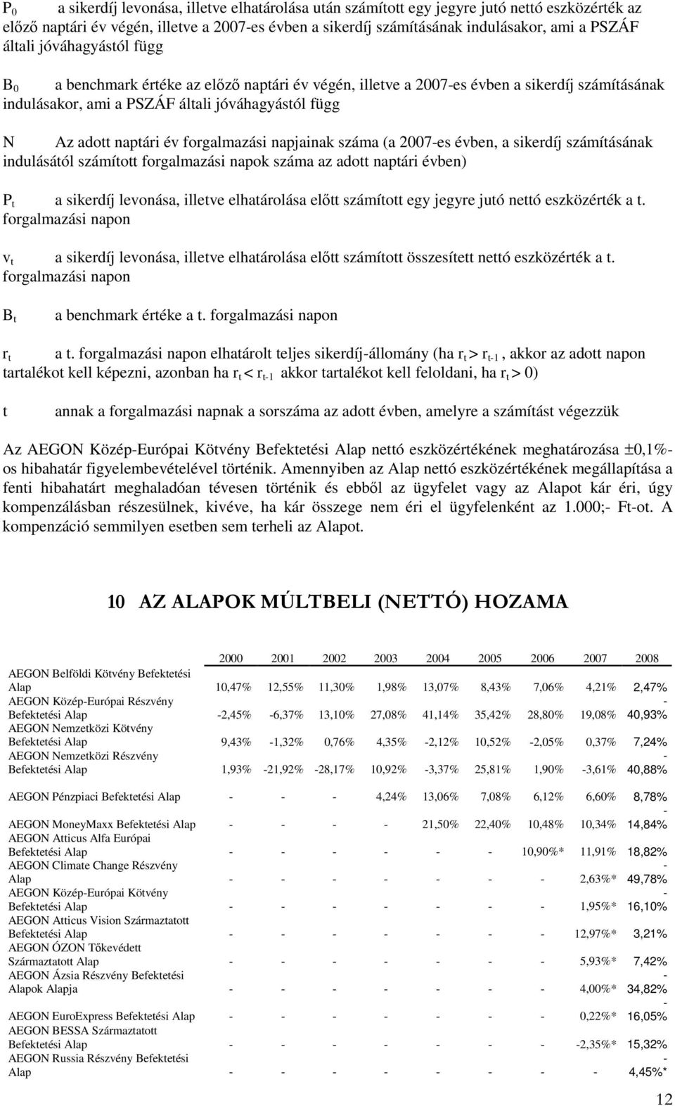 forgalmazási napjainak száma (a 2007-es évben, a sikerdíj számításának indulásától számított forgalmazási napok száma az adott naptári évben) P t a sikerdíj levonása, illetve elhatárolása előtt