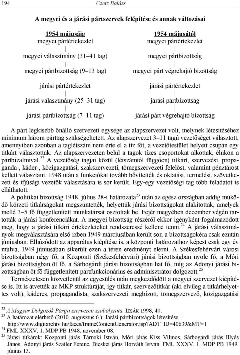 11 tag) járási párt végrehajtó bizottság A párt legkisebb önálló szervezeti egysége az alapszervezet volt, melynek létesítéséhez minimum három párttag szükségeltetett.