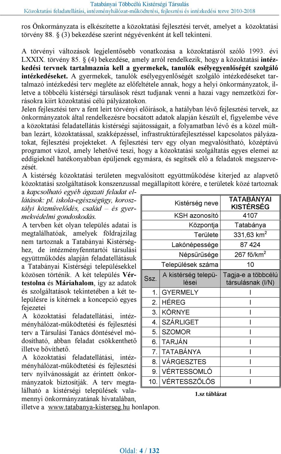 (4) bekezdése, amely arról rendelkezik, hogy a közoktatási intézkedési tervnek tartalmaznia kell a gyermekek, tanulók esélyegyenlőségét szolgáló intézkedéseket.