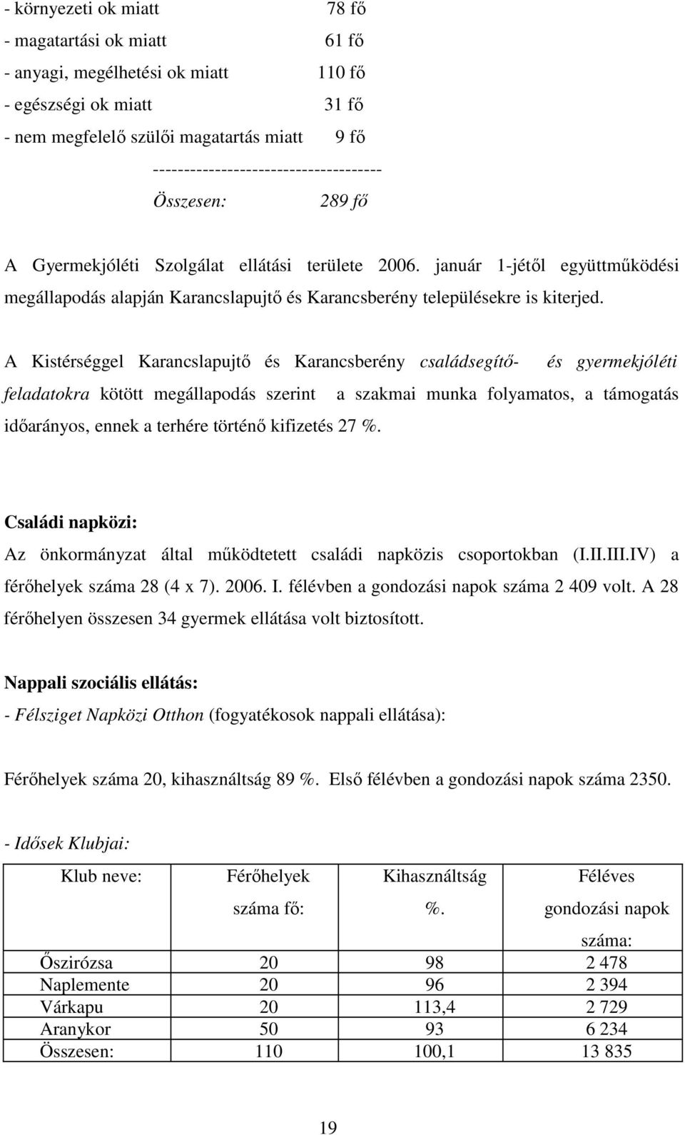 január 1-jétıl együttmőködési megállapodás alapján Karancslapujtı és Karancsberény településekre is kiterjed.