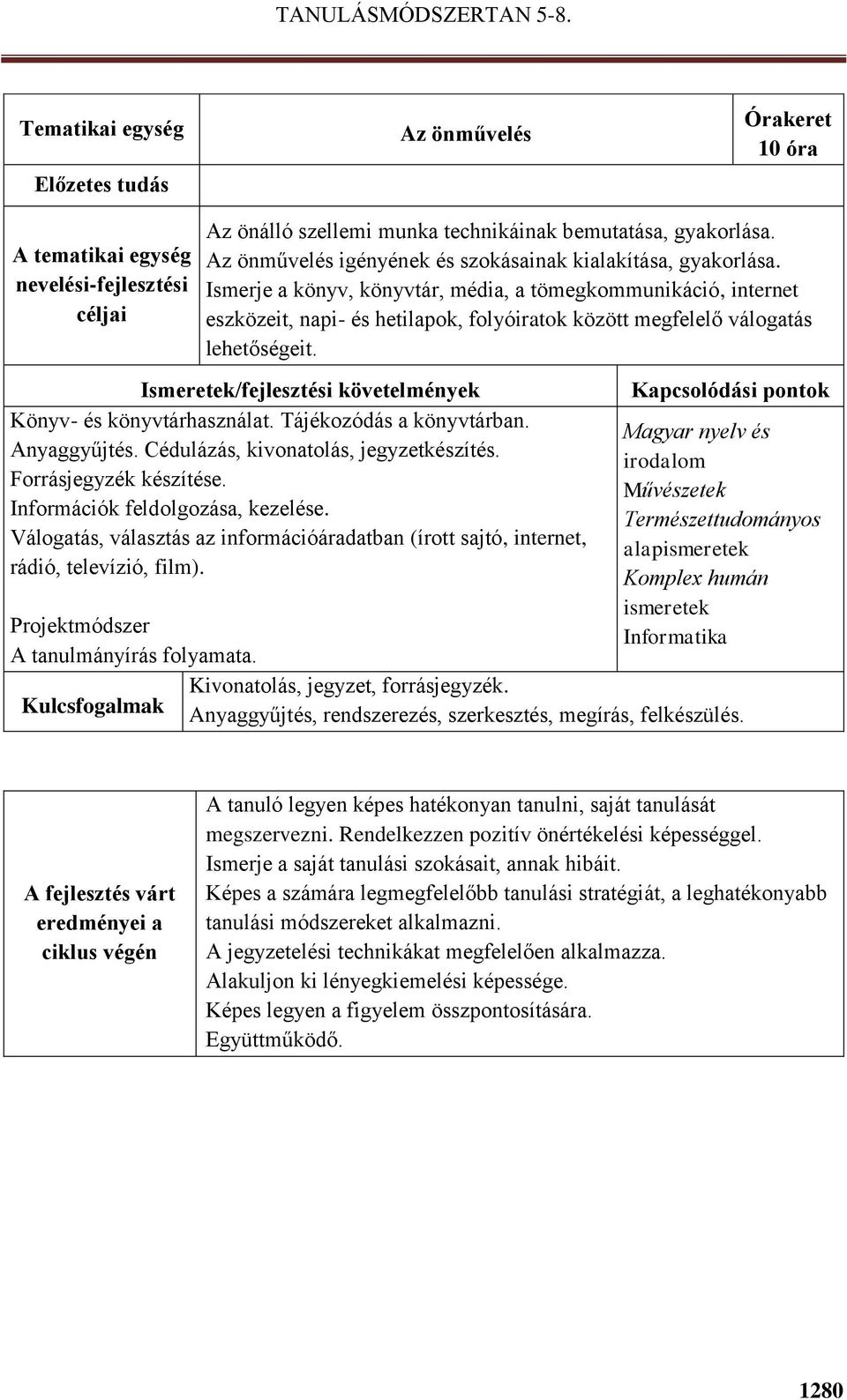 Tájékozódás a könyvtárban. Anyaggyűjtés. Cédulázás, kivonatolás, jegyzetkészítés. Forrásjegyzék készítése. Információk feldolgozása, kezelése.